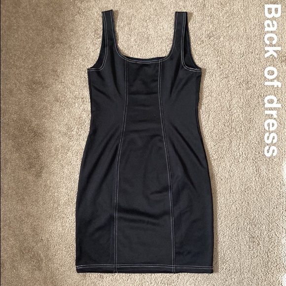 Forever 21 plain black body con dress with contrast white stitching, medium - Picture 6 of 11